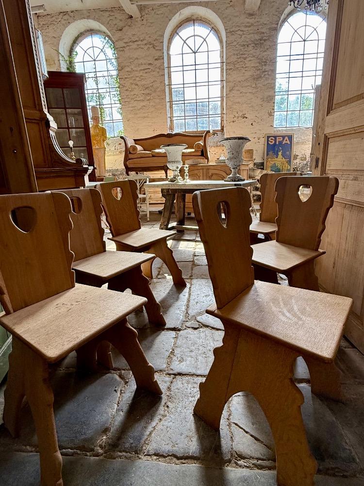 Set of 6 brutalist chairs, mid-20th century 