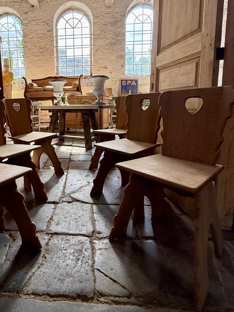 Set of 6 brutalist chairs, mid-20th century 