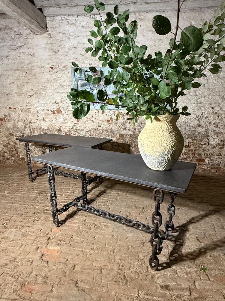 SET OF TWO BRUTALIST TABLES, 20th CENTURY 