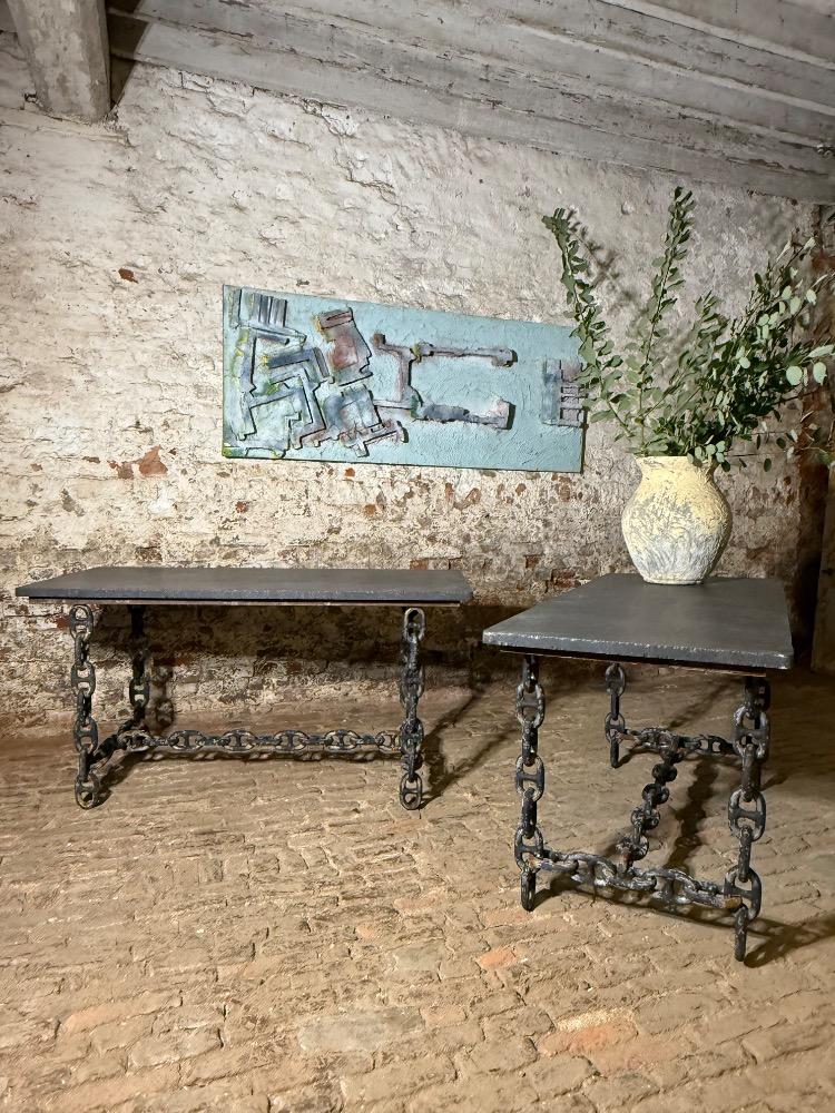 SET OF TWO BRUTALIST TABLES, 20th CENTURY 