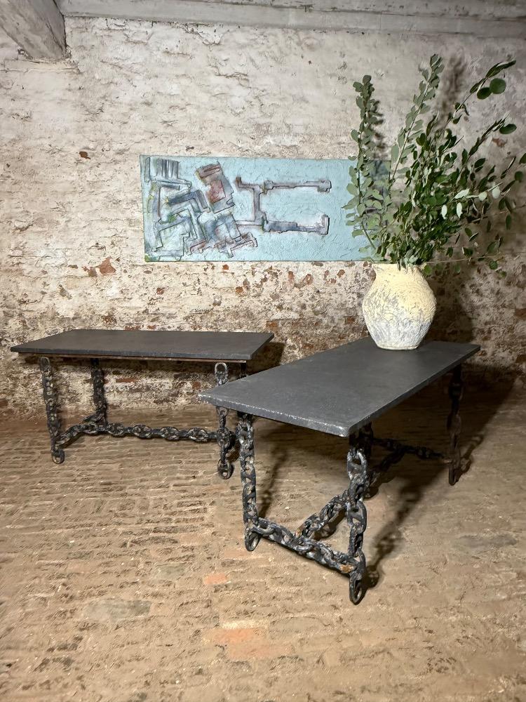 SET OF TWO BRUTALIST TABLES, 20th CENTURY 