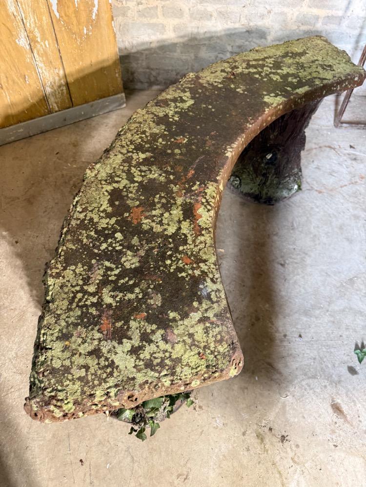 TABLE AND TWO BENCHES FAUX WOOD CONCRETE, EARLY 20TH CENTURY
