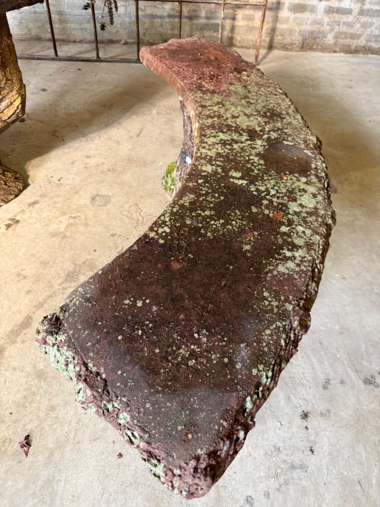TABLE AND TWO BENCHES FAUX WOOD CONCRETE, EARLY 20TH CENTURY