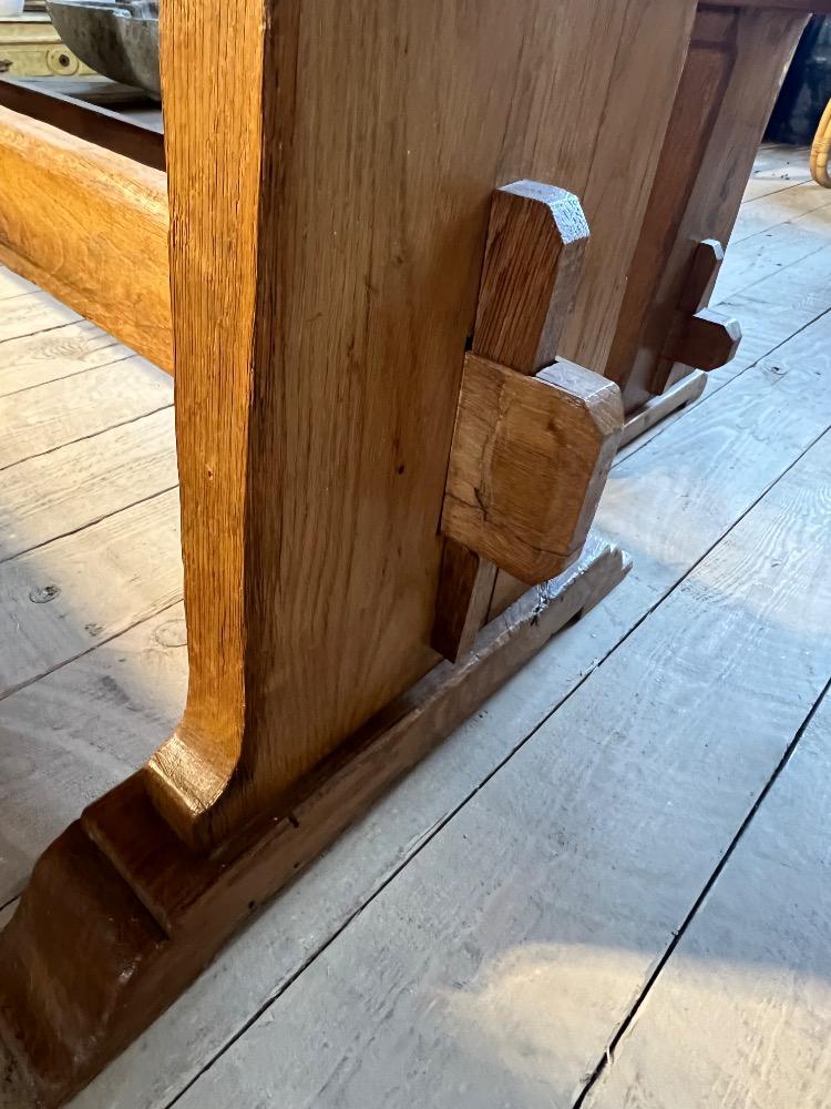 Table and two benches, mid-20th century 