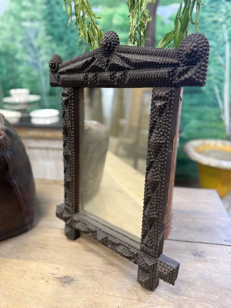 TRAMP ART WALL MIRROR, LATE 19TH CENTURY