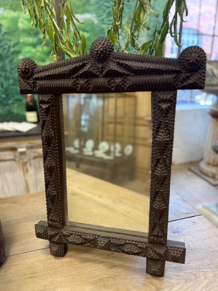 TRAMP ART WALL MIRROR, LATE 19TH CENTURY