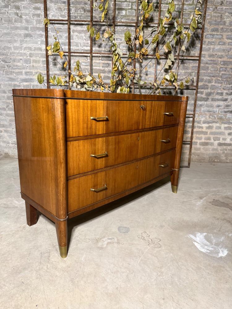 WALNUT CHEST BY DE COENE, MID-20TH CENTURY