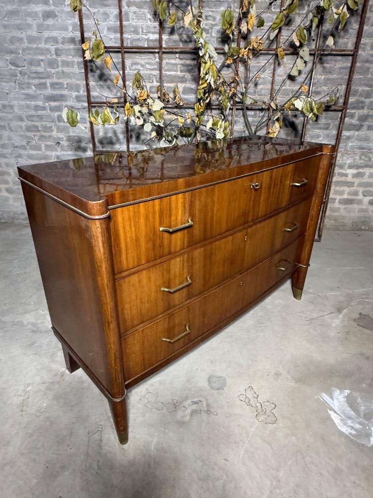 WALNUT CHEST BY DE COENE, MID-20TH CENTURY