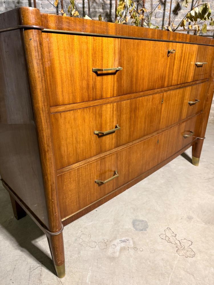 WALNUT CHEST BY DE COENE, MID-20TH CENTURY