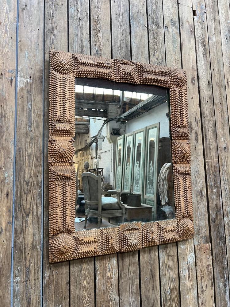Wooden mirror, early 20th century 