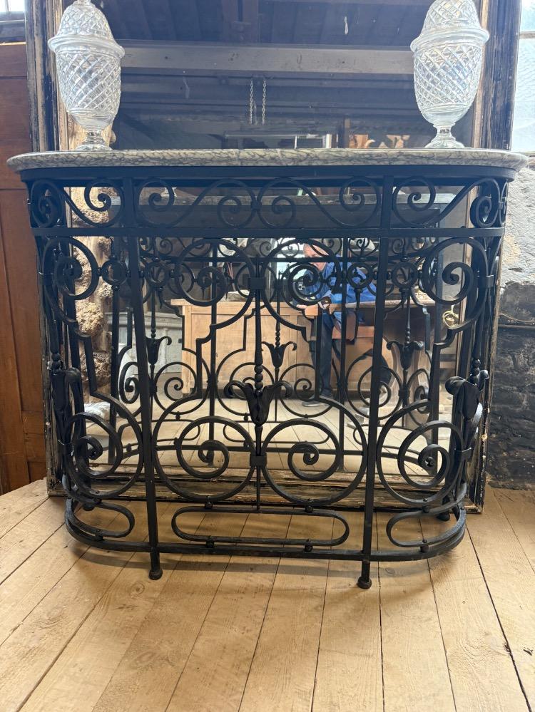 WROUGHT IRON CONSOLE, MID-20th CENTURY