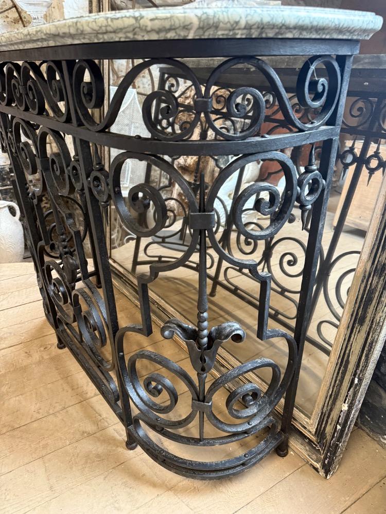 WROUGHT IRON CONSOLE, MID-20th CENTURY