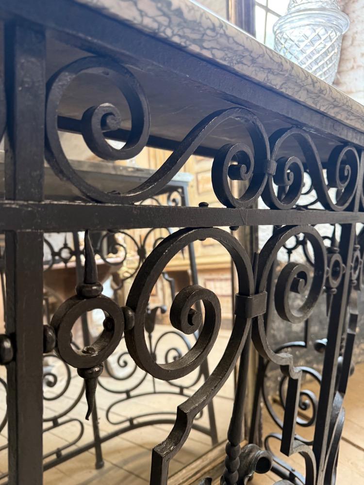 WROUGHT IRON CONSOLE, MID-20th CENTURY